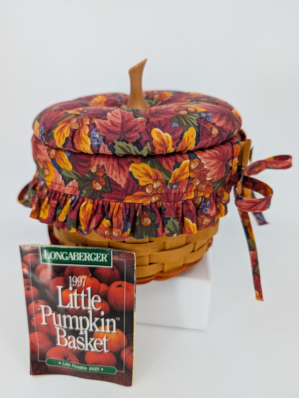 Longaberger Little Pumpkin Basket/Fall Foliage Liner/Stem Lid/Protector 16021